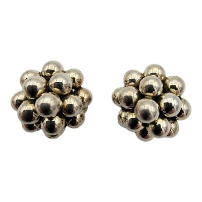 Vintage ZINA Designer Solid Sterling Silver 925 Cluster Ball Clip Earrings 13g  | eBay | eBay UK