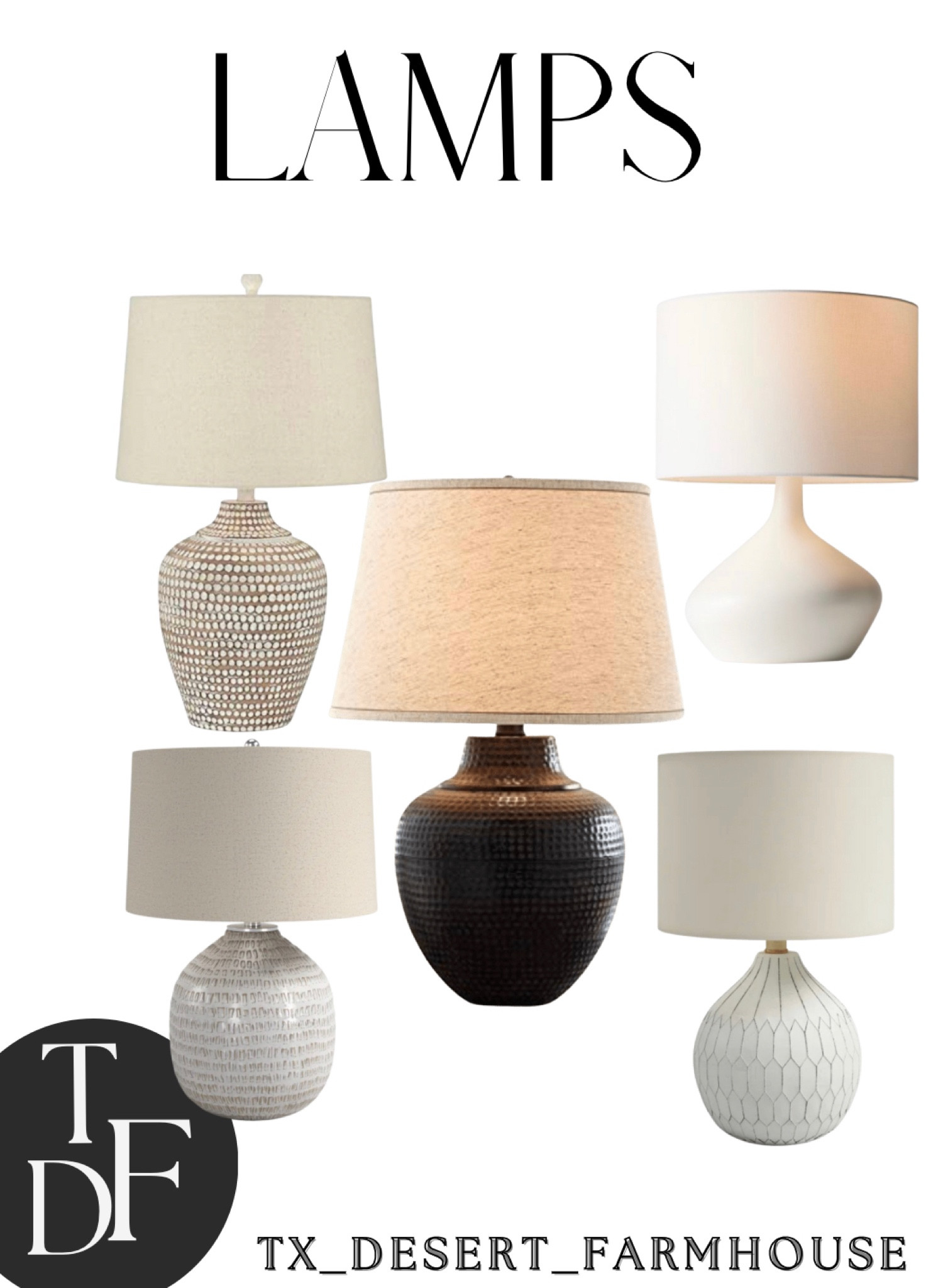 Lamps

#homedecor #lamps #tablelamp #ceramiclamp #widebaselamp #blacklamp #whitelamp #graylamp #beigelamp #neutrallamp 

Alese Neutral Earth Finish Textured Dot Jug Table Lamp

Brighton Southwest Rustic Farmhouse Table Lamp 27.25" Tall Hammered Warm Bronze Metal Pot Beige Fabric Drum Shade for Living Room Bedroom House Bedside Nightstand Home Office - Barnes and Ivy

Salton Ceramic Table Lamp

Chicoine Ceramic Table Lamp

#LTKhome #LTKCyberweek #LTKsalealert