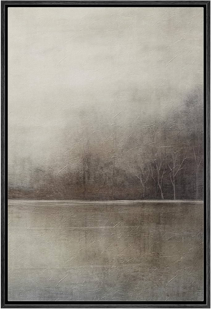 SIGNWIN Framed Canvas Print Wall Art Grey Tan Pastel Watercolor Grunge Landscape Abstract Shapes ... | Amazon (US)