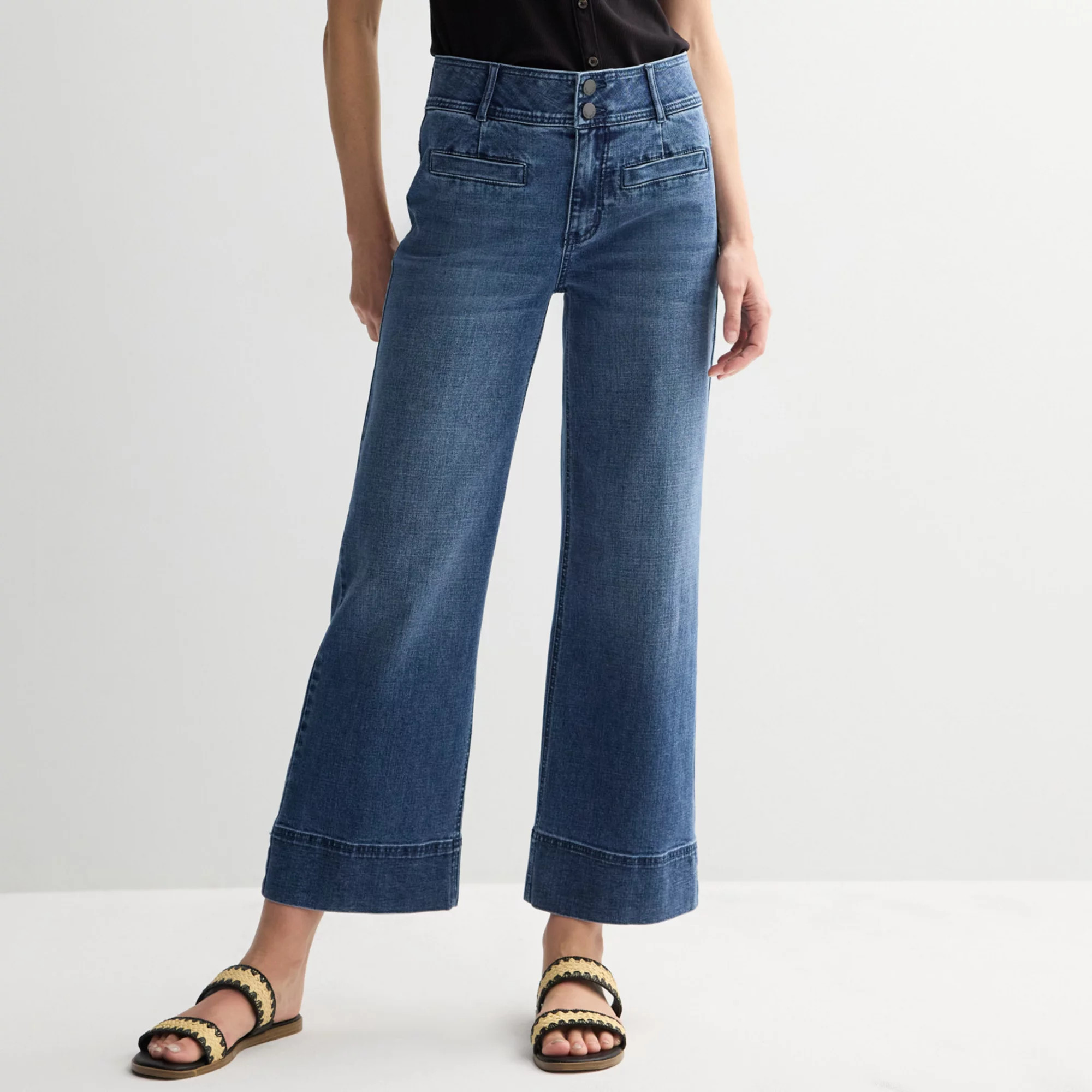 Women's Nine West High-Rise Wide Ankle Denim Pants | Kohl's