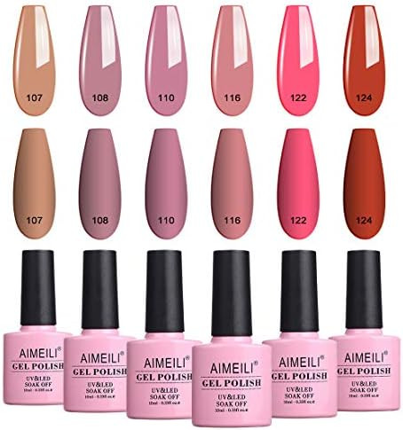AIMEILI Soak Off UV LED Gel Nail Polish Fall Collection Color Gel Set Of 6pcs X 10ml - Kit Set 30 | Amazon (US)