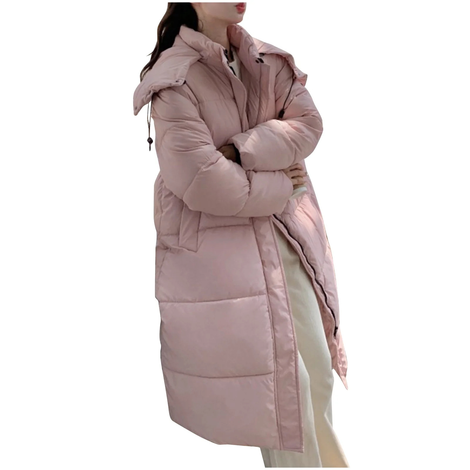 HAPIMO Women Long Quilted Coat Maxi Length Long Sleeve Puffer Jacket Solid Hooded Padded Coats Th... | Walmart (US)