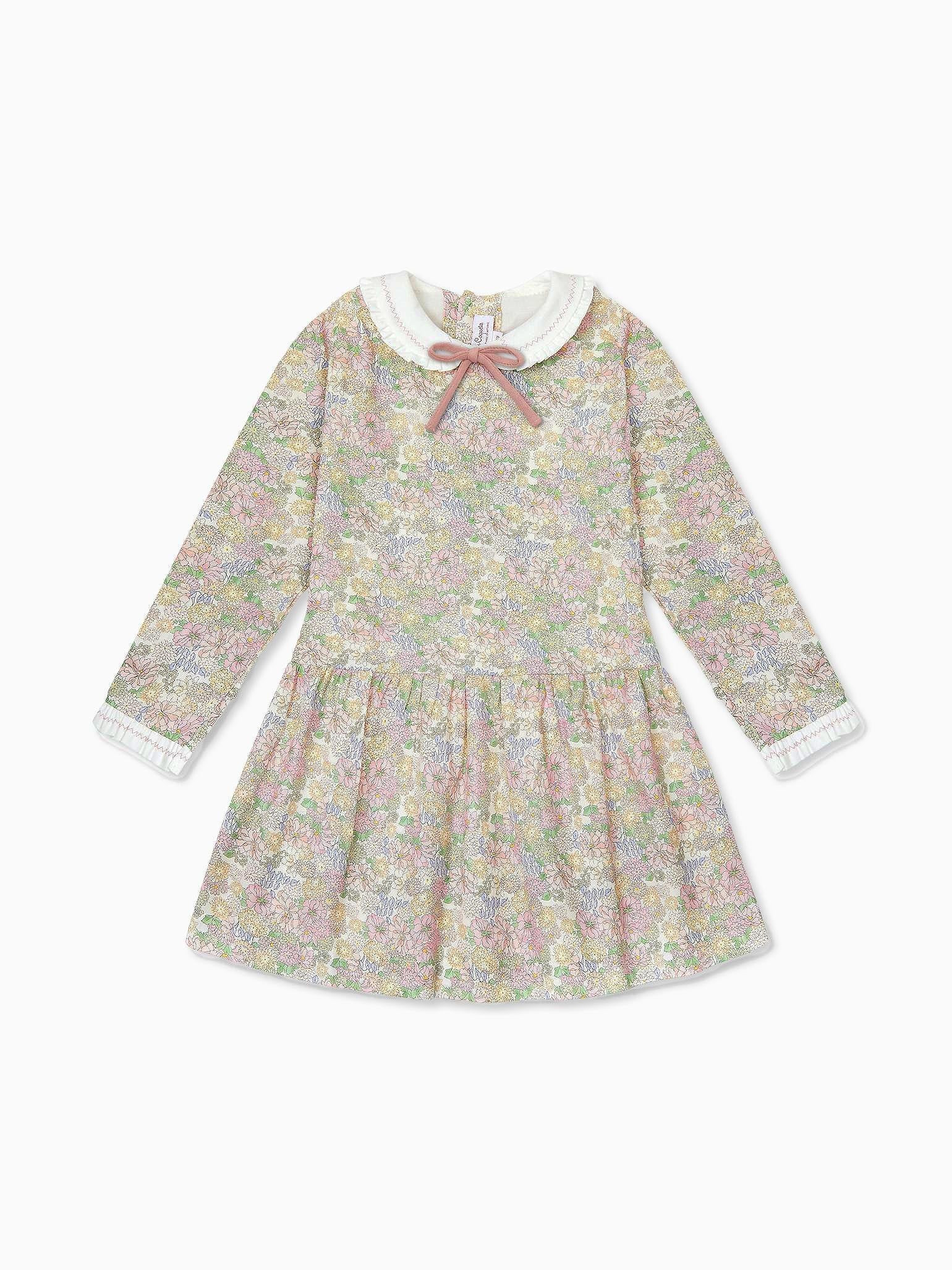 Pink Floral Laura Girl Drop Waist Dress | La Coqueta (US)