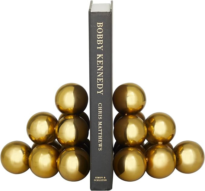 The Novogratz Stainless Steel Stacked Orb Bookends, Set of 2 6"W, 5"H, Gold | Amazon (US)