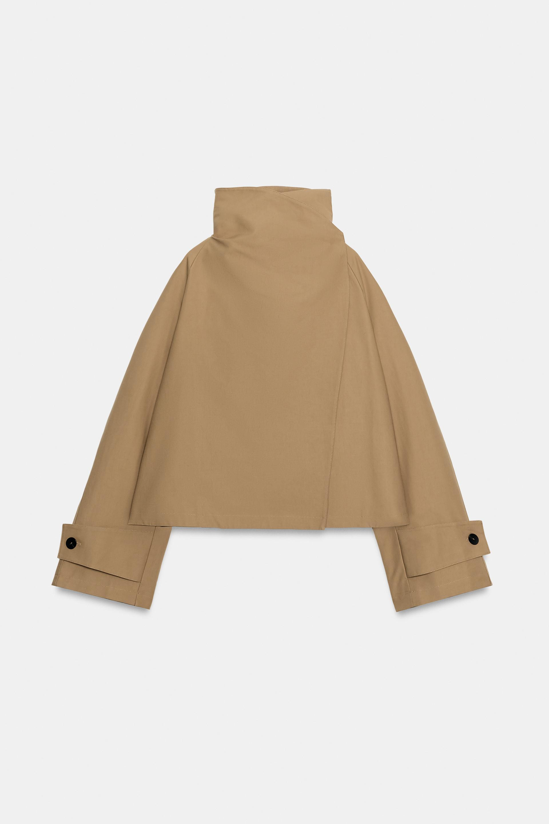 Zara - Zw Collection Short Stand-Collar Trench Coat - Black - Xl - Woman | Zara US