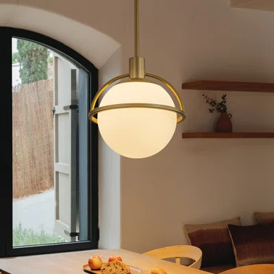 Gladi 1-Light Modern Dimmable Single Globe Pendant Light with Opal Glass Shade | Wayfair North America