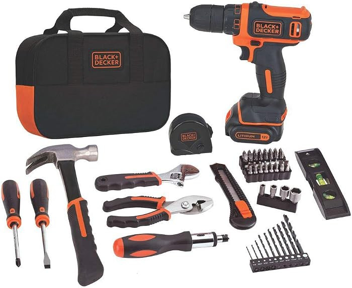 BLACK+DECKER 12V MAX Drill & Home Tool Kit, 60-Piece (BDCDD12PK) | Amazon (US)