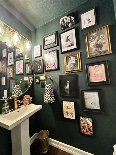 Moody Bathroom Makeover 🖤 vintage, rich + smooth, deco art revamp. Why not make your sh*t spot less sh*tty? ;) 

#moody #bathroommakeover #vintage #golddecor #bathroom #diy #diyhome #uniquehomedecor
#decoart  

#LTKstyletip #LTKhome #LTKeurope