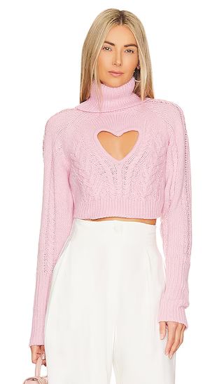 Vera Cropped Cut Out Sweater in Pink | Revolve Clothing (Global)