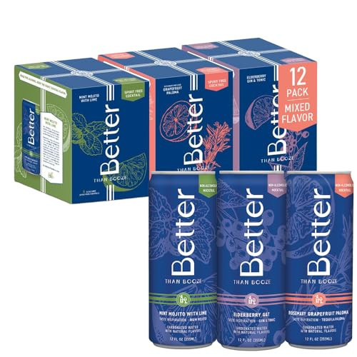 Better Than Booze Mocktails Non-Alcoholic Drinks | Alcohol Alternative Beverages, Ritual Zero Proof | Enjoy Your Drink Moment with Our Alcohol Free Drinks | Non Alcoholic Mocktail 3 Varieties, 12 Pack | Amazon (US)