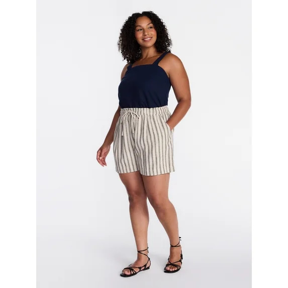 Time and Tru Women's Linen Blend Shorts, Sizes XS-XXXL | Walmart (US)
