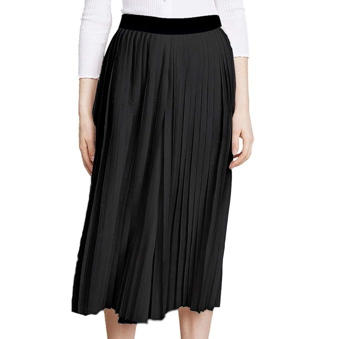 BOANGE Women's Summer Chiffon Pleated Skirt A-Line Swing High Waist | Amazon (US)