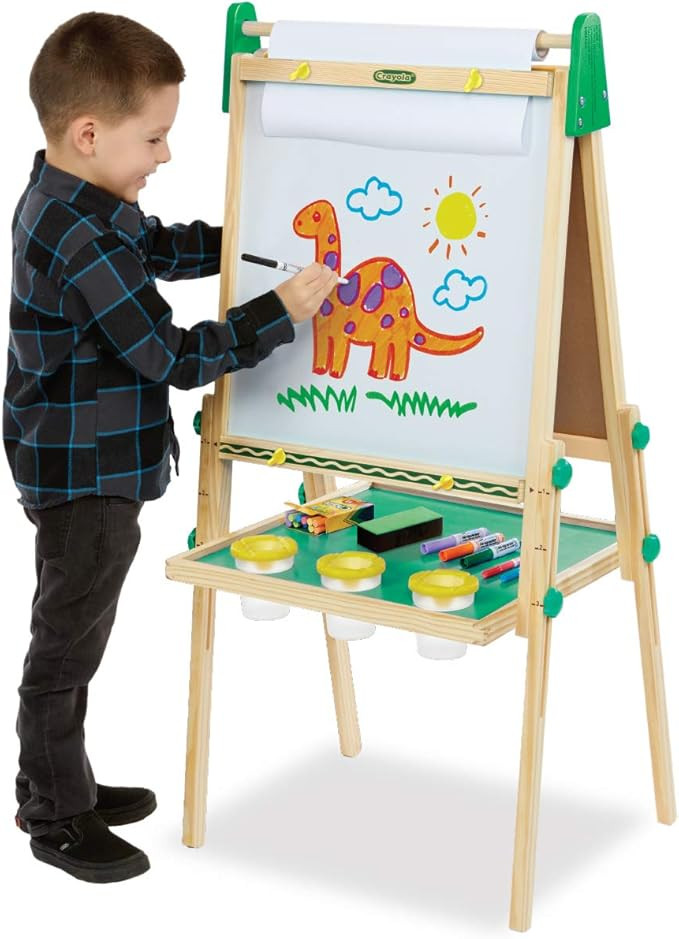 Crayola Kids Wooden Easel, Dry Erase Board & Chalkboard, Gift for Kids, Age 4, 5, 6, 7 | Amazon (US)