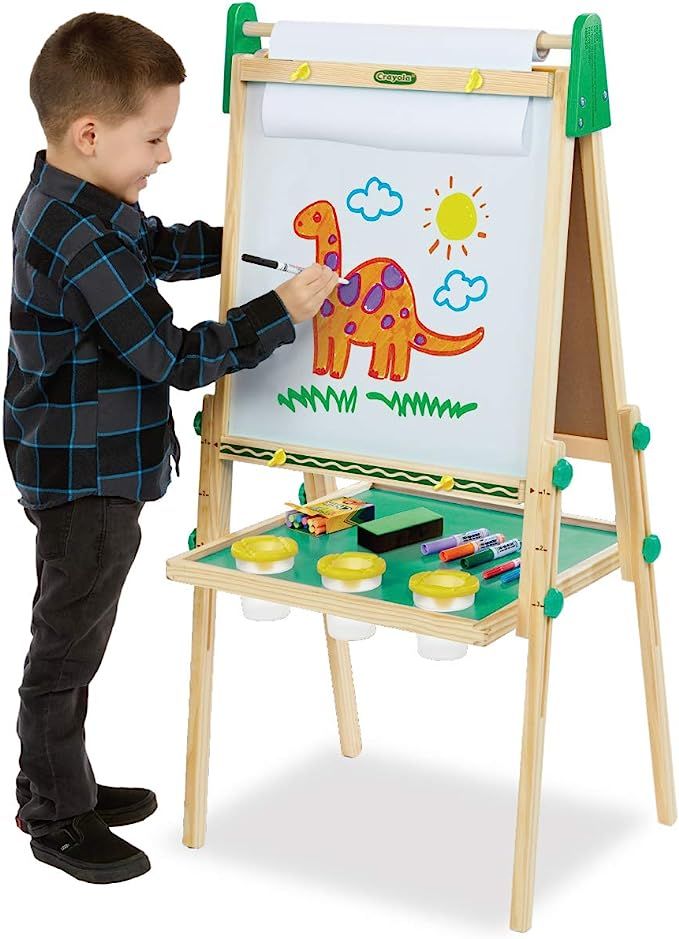 Crayola Wooden Art Easel for Kids, 2-in-1 Dry Erase Board & Chalkboard, Gifts for Toddlers, Ages ... | Amazon (US)