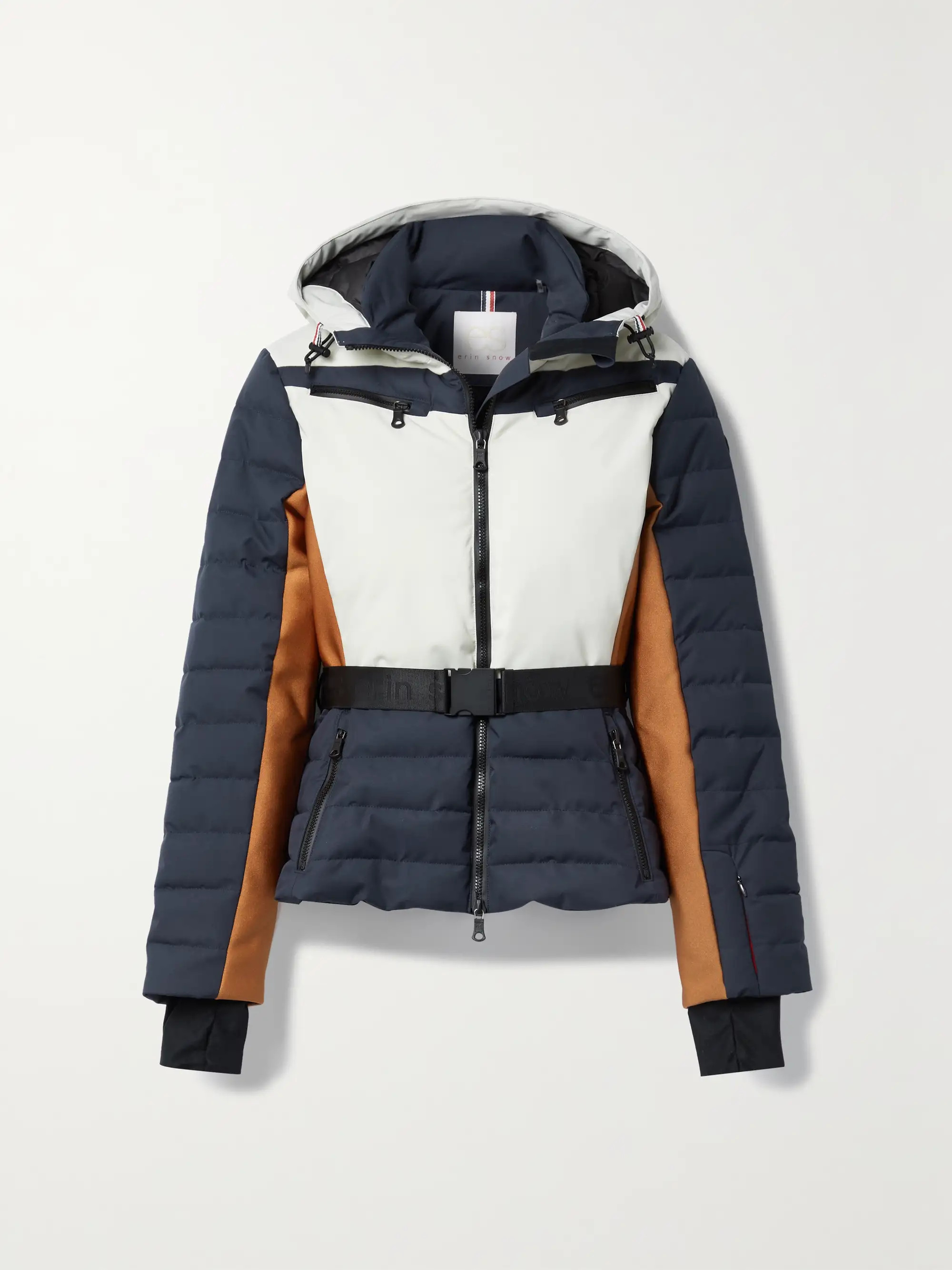 + NET SUSTAIN Kat II hooded belted color-block recycled-Eco Sporty ski jacket | NET-A-PORTER (US)