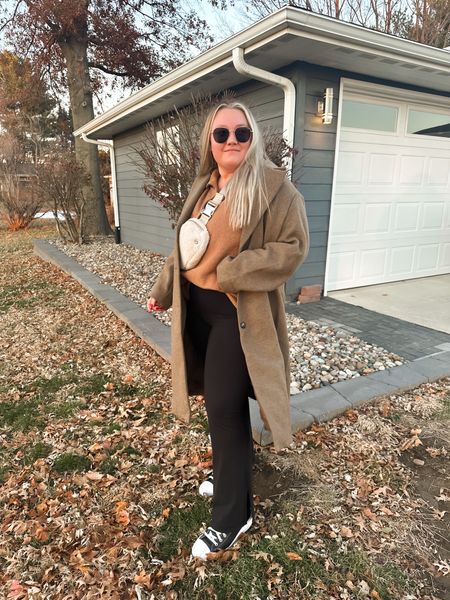 winter outfit inspo with a long coat and flare leggings!! Size 14 in flares, xxl in top and coat! 

#LTKCyberweek #LTKHoliday #LTKSeasonal