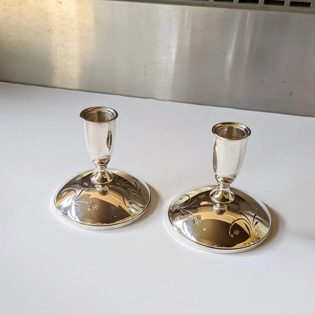 Gorgeous Vintage Celeste Pair Candlesticks Mid Century Modern - Etsy | Etsy (US)