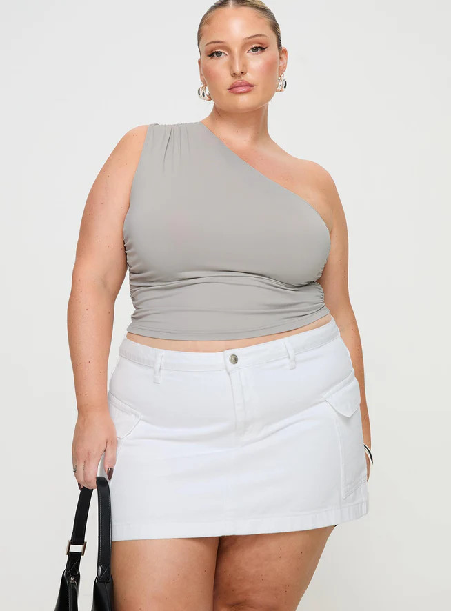 Zakai Cargo Denim Mini Skirt White Denim Curve | Princess Polly US