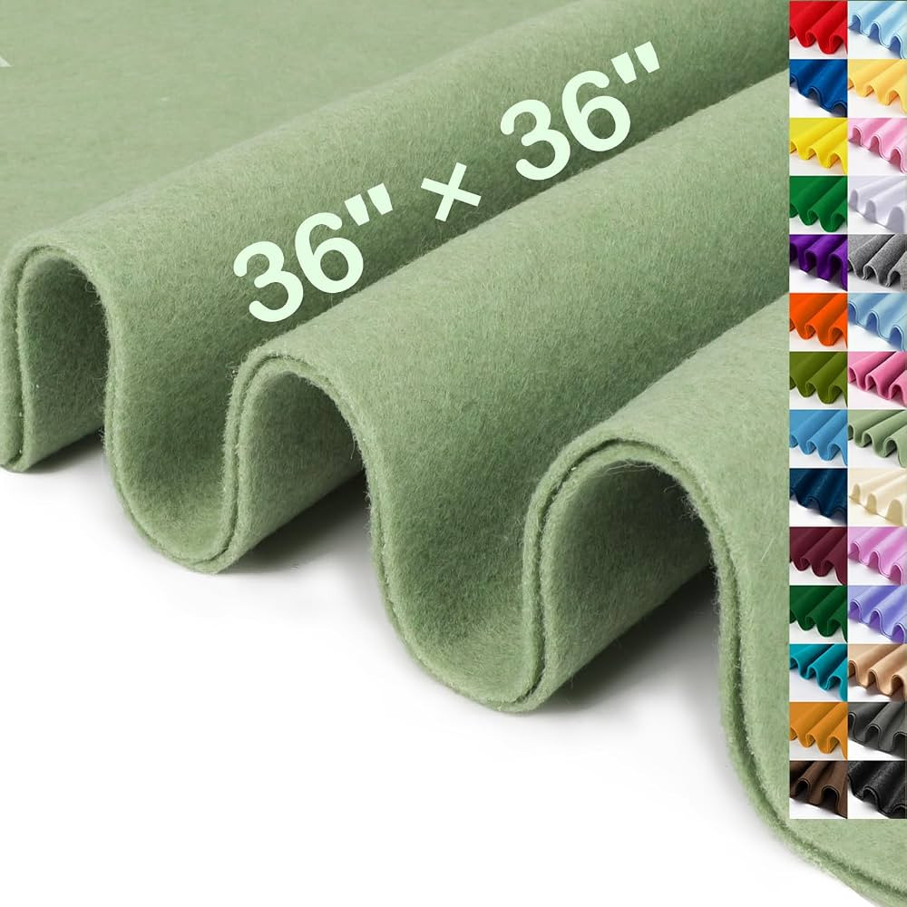 XSEINO Sage Green Large Felt Fabric 36" X 36 "(1 Square Yard), 1.4 mm Thick Soft Felt Fabric Shee... | Amazon (US)