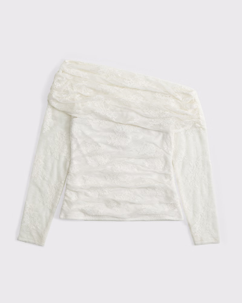 Asymmetrical Foldover Lace Top | Abercrombie & Fitch (US)