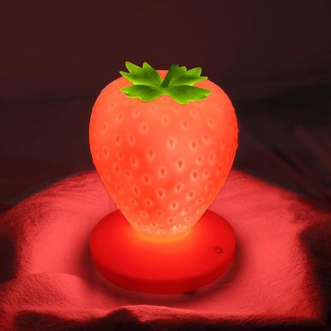 Strawberry Night Light, Cute Silicone Strawberry Lamp, LED Cute Night Light, Bedside Color Changing  | Amazon (US)