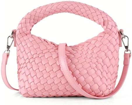 Woven Crossbody Bag Small Tote Cute Purse for Women,Top Handle Handbag Pu Leather Shoulderbag wit... | Amazon (US)