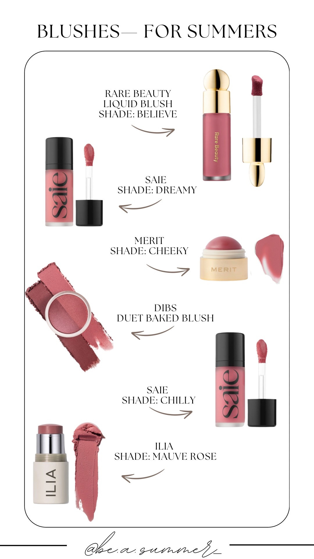 Blushes for HOC summers! ✨


Color analysis / summer / clean beauty

#LTKWorkwear #LTKFindsUnder50 #LTKStyleTip