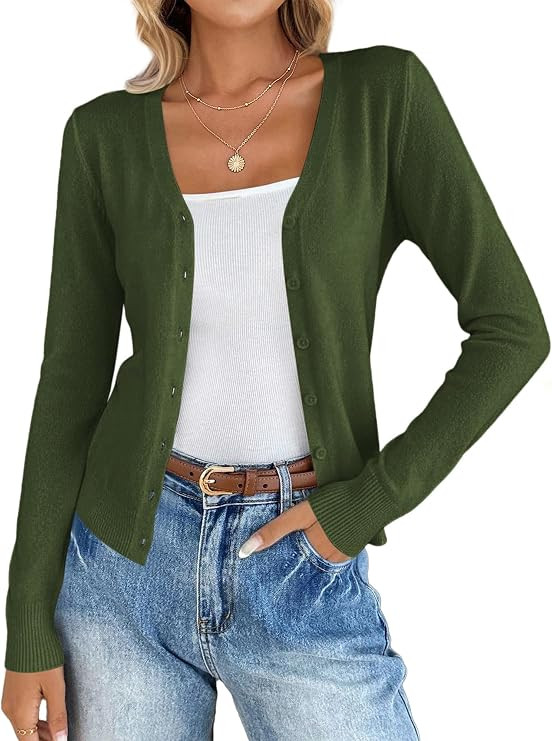 KIRUNDO Lightweight Cardigan Sweaters for Women Long Sleeve Button Up Tops | Amazon (US)