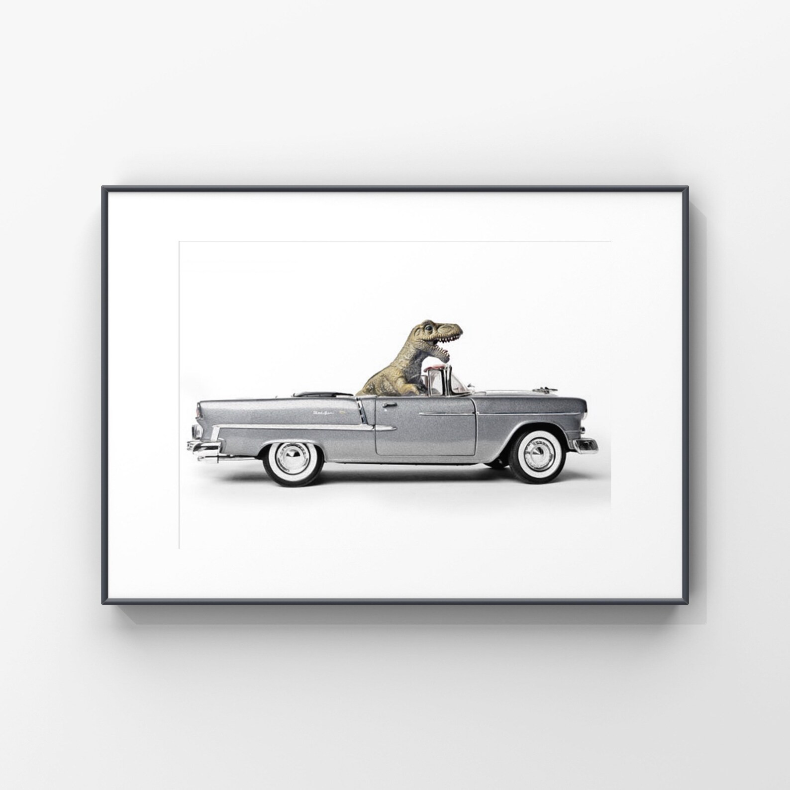 Tyrannosaurus Driving 55  Chevy Bel Air convertible, Photo Print, Boys Room Decor, Dinosaur Art, ... | Etsy (US)