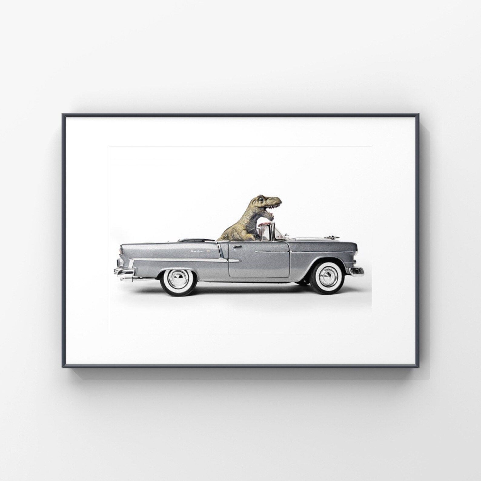 Tyrannosaurus Driving 55  Chevy Bel Air convertible, Photo Print, Boys Room Decor, Dinosaur Art, ... | Etsy (US)