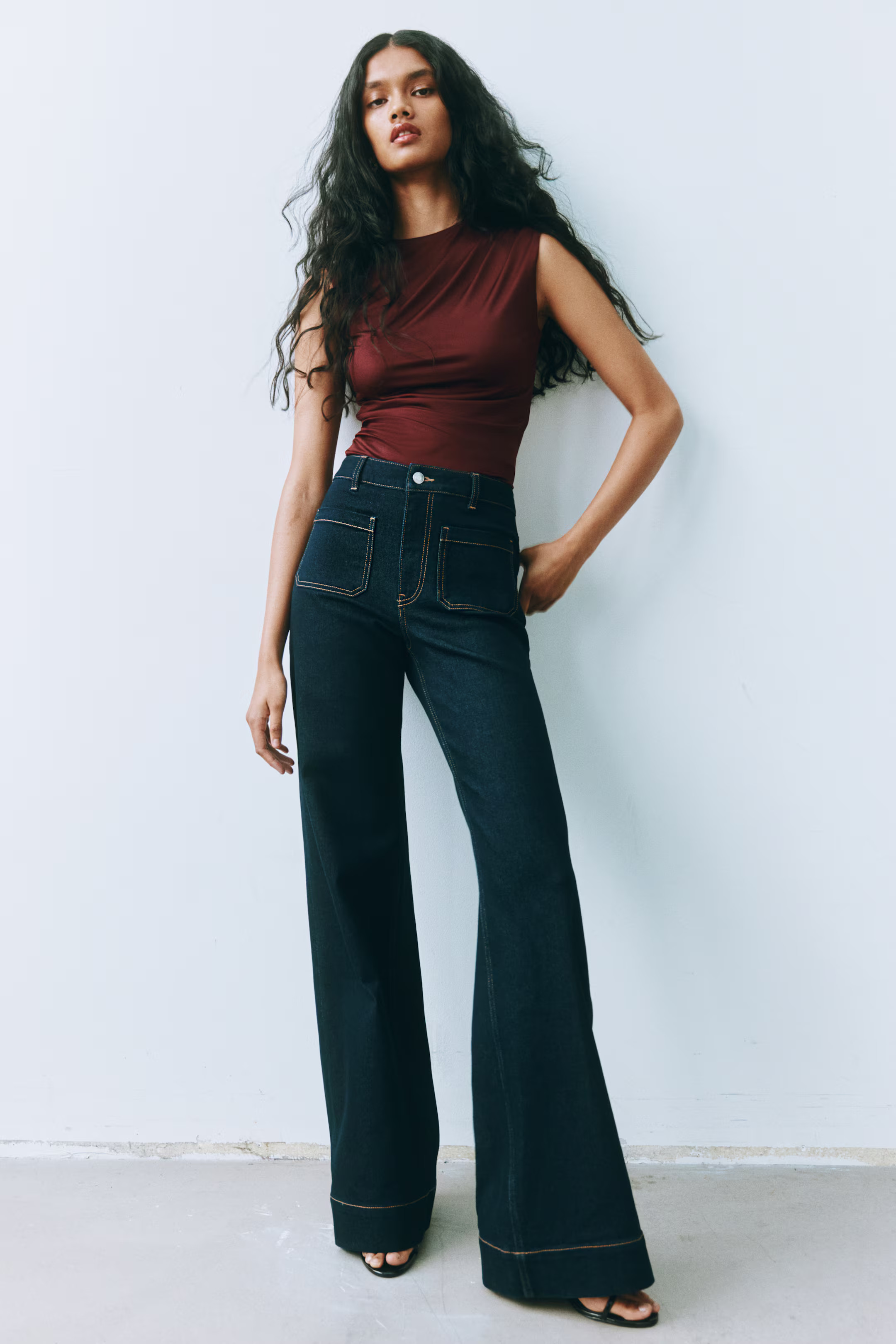 Wide High Jeans - Dark denim blue - Ladies | H&M GB | H&M (UK, MY, IN, SG, PH, TW, HK)