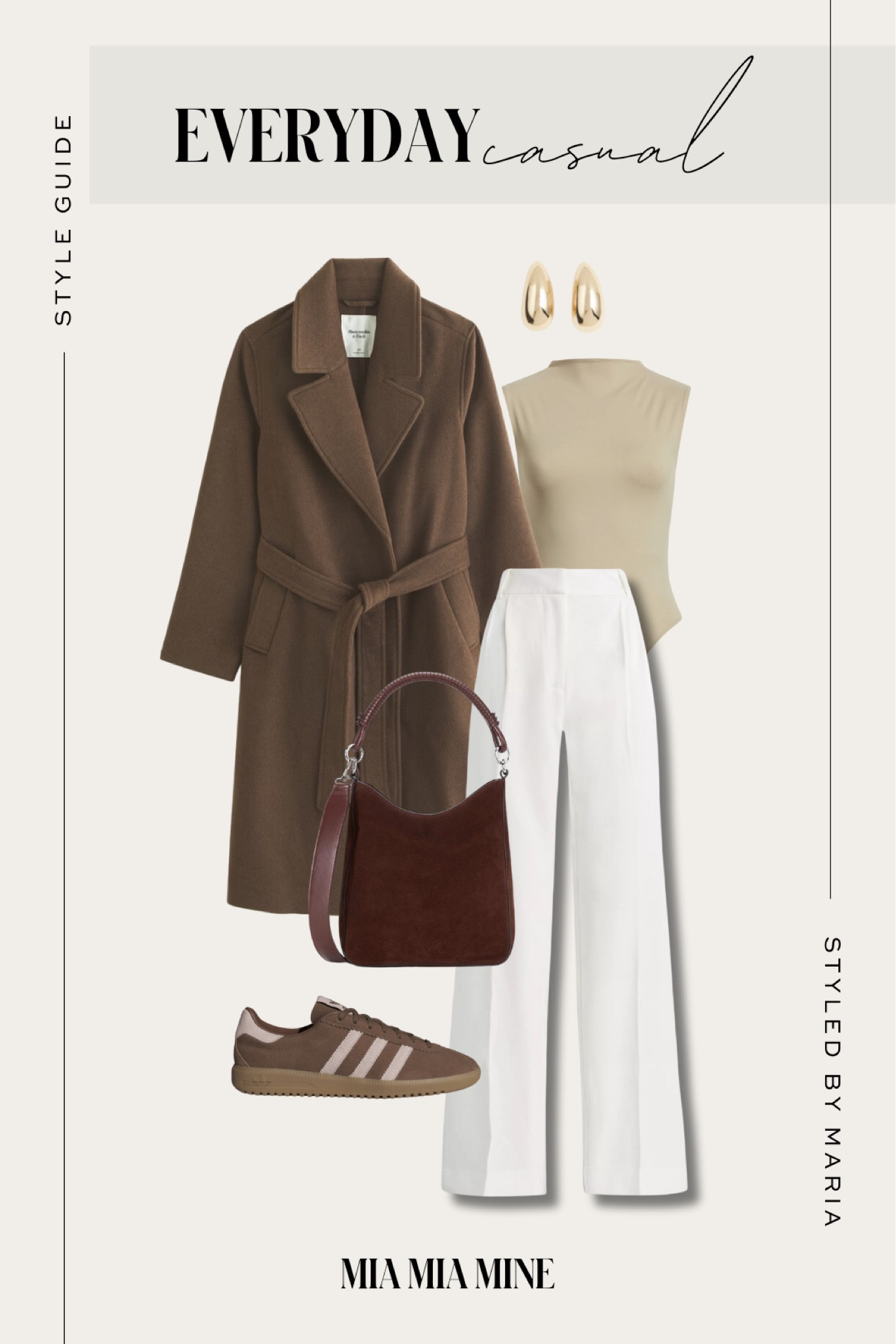 Fall outfit ideas
Abercrombie chocolate brown coat
Abercrombie white wide leg pants
Adidas suede sneakers in stock
Staud suede handbag 

#LTKStyleTip #LTKSeasonal #LTKFindsUnder100