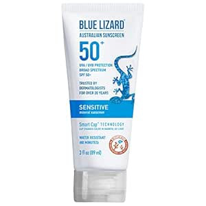 Blue Lizard SENSITIVE Mineral Sunscreen with Zinc Oxide, SPF 50+, Water Resistant, UVA/UVB Protec... | Amazon (US)
