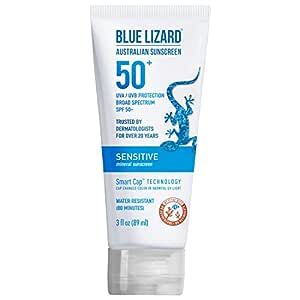 Blue Lizard SENSITIVE Mineral Sunscreen with Zinc Oxide, SPF 50+, Water Resistant, UVA/UVB Protec... | Amazon (US)