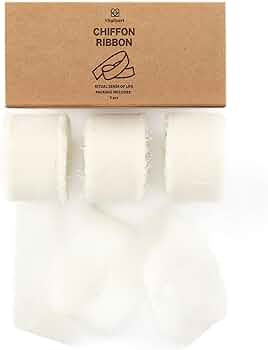 Vitalizart Ivory White Chiffon Silk Ribbon 1" x 21Yd Fringe Fabric Eco-Friendly Package (3 Rolls ... | Amazon (US)