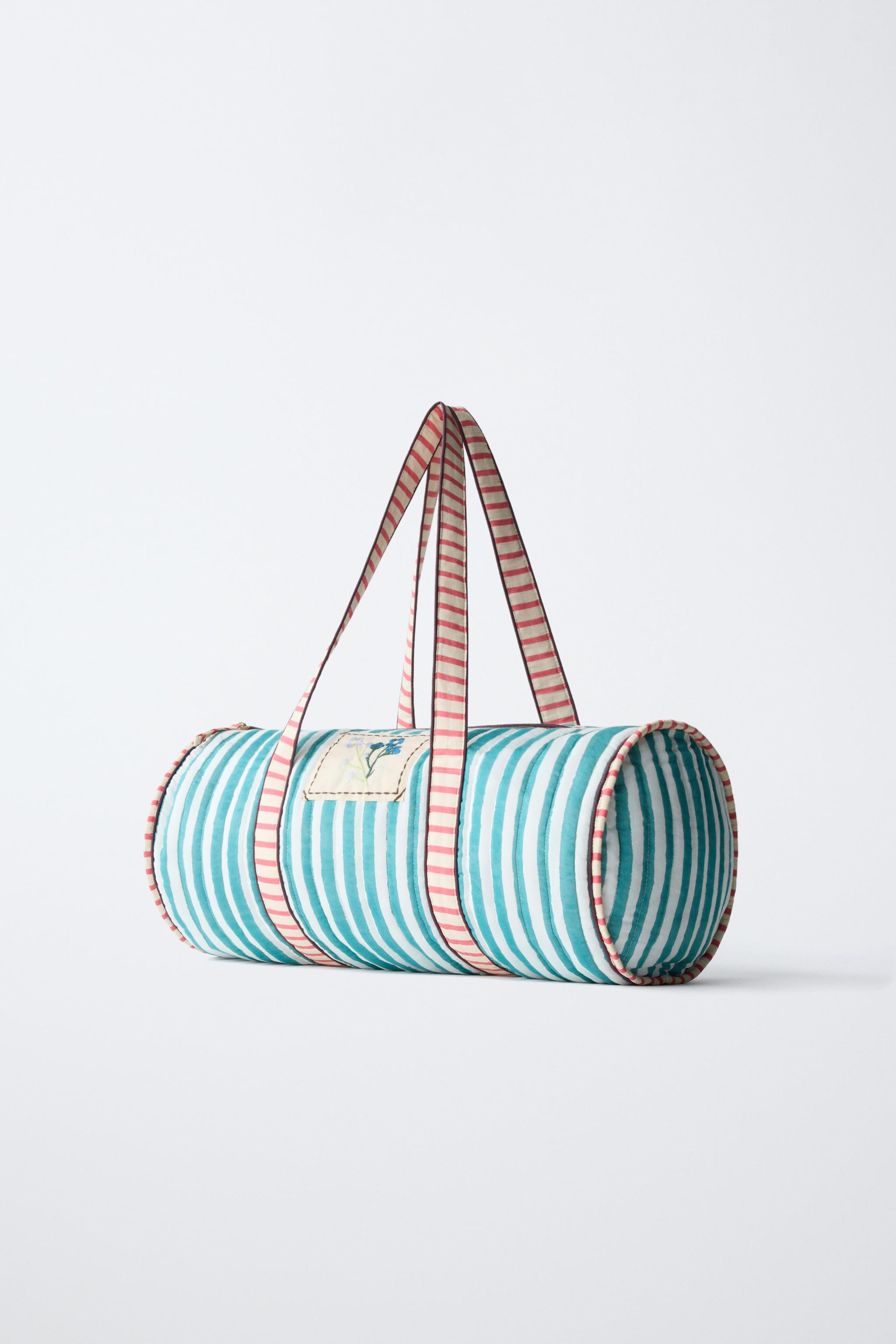 EMBROIDERED STRIPED BOWLING BAG | Zara US