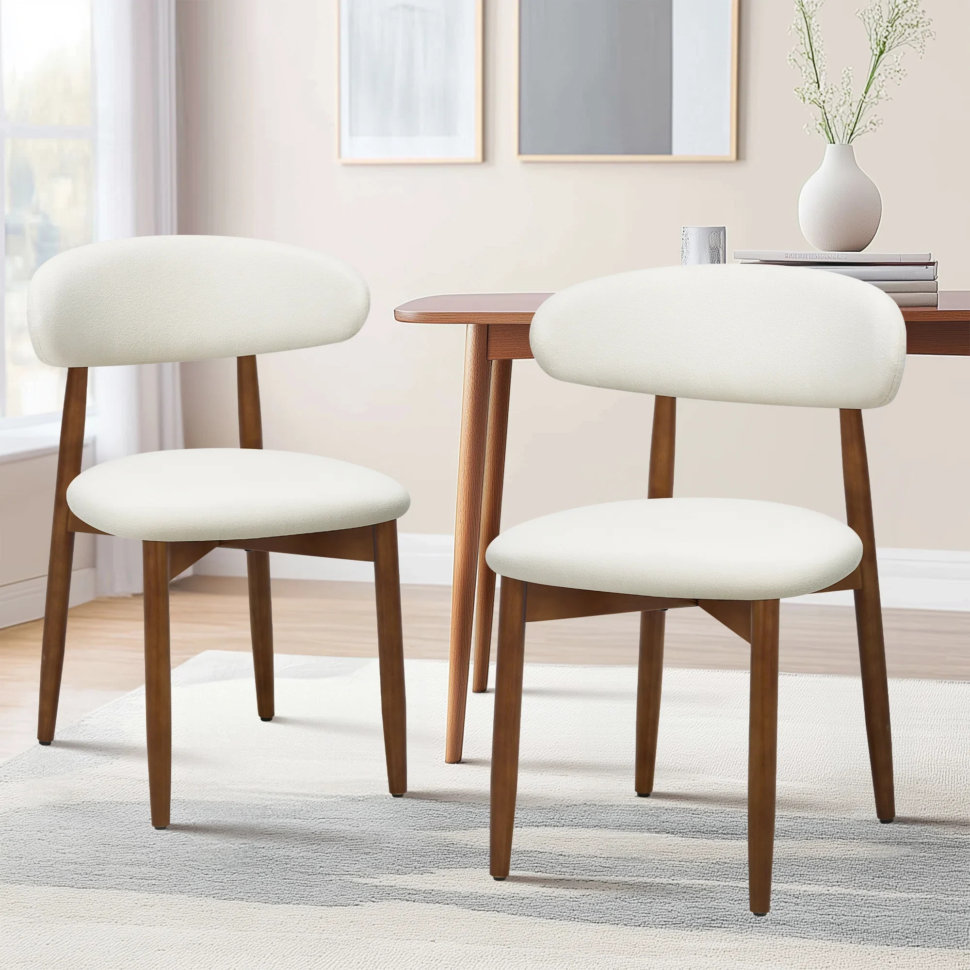 Maylon Upholstered Solid Wood Side Chair Dining Chairs (Set of 2) | Wayfair North America