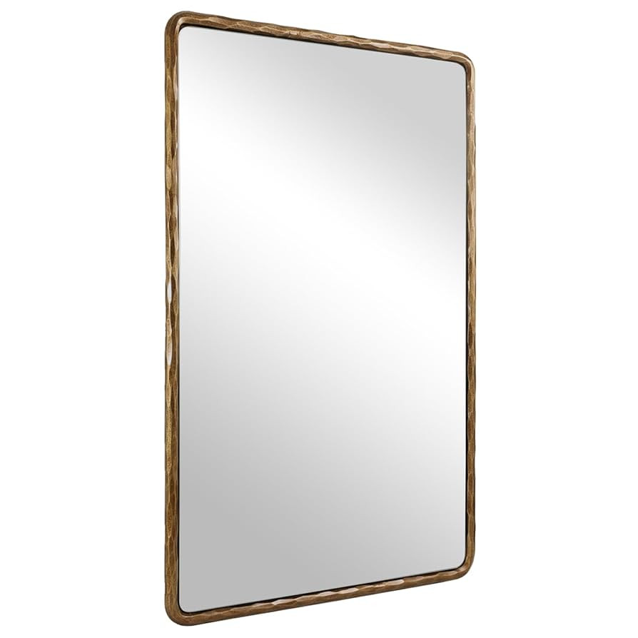 ANDY STAR Hand-Forged Gold Bathroom Mirrors for Wall, 30x40 Inch Vintage Solid Steel Metal Frame ... | Amazon (US)