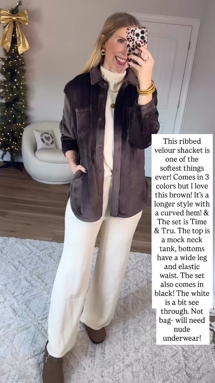 Walmart try on, time and tru set, velour shacket 

#LTKFindsUnder50 #LTKStyleTip