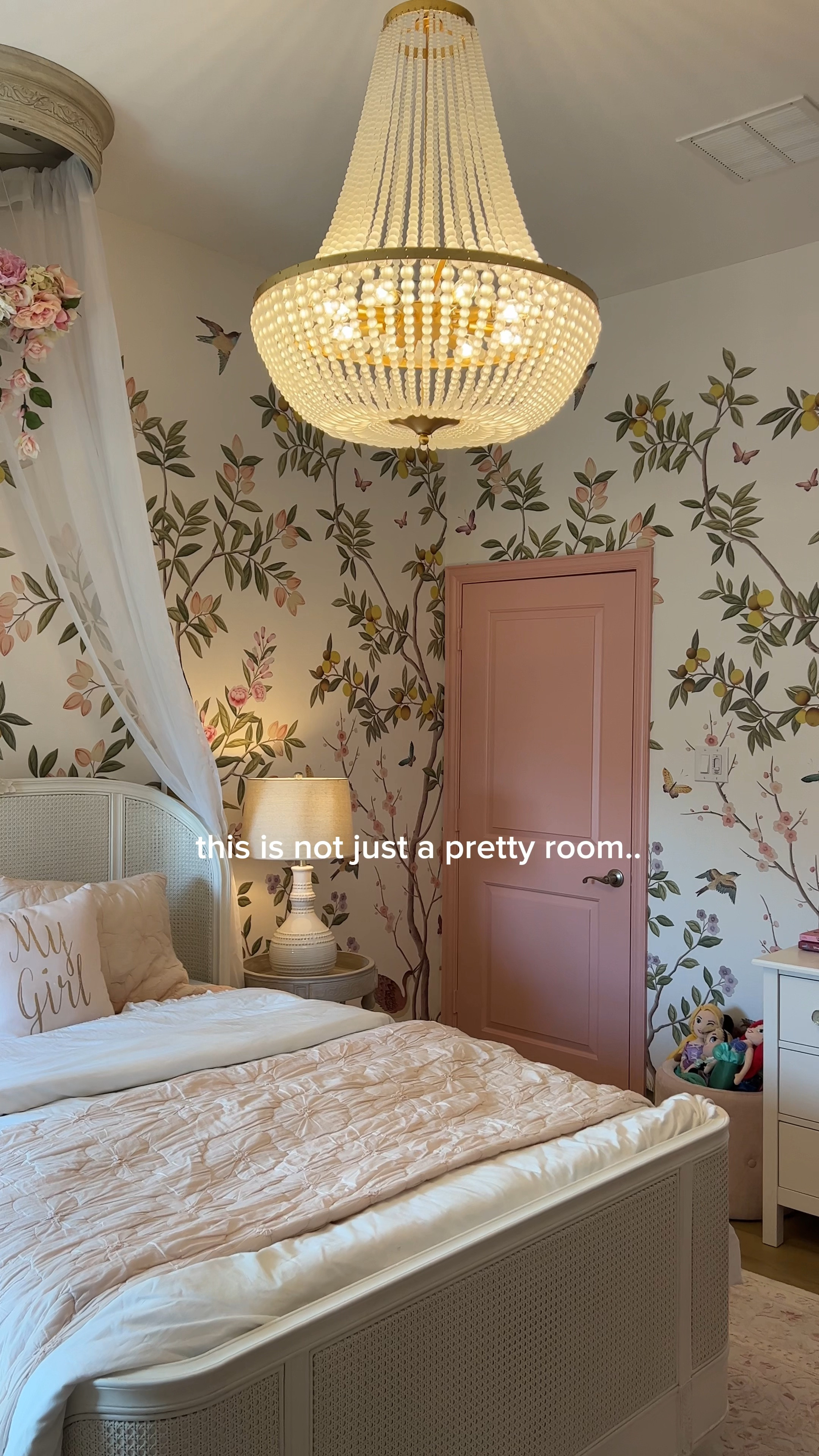 This is our fourth home in five years... Designing Adaline's bedroom has been an incredibly special experience for us because we've made the decision to put down roots in this house, creating a home filled with cherished childhood memories for our little ones. Adaline's wish for a grand chandelier came true with the breathtaking @shadesoflight Sophisticated Sophie Chandelier. Its antique gold finish and frosted glass details make it the perfect centerpiece in her room. She even joined us in assembling it!

Light Details:
Shades of Light
Sophisticated Sophie Chandelier 
Finish: Antique Gold / Frosted Glass.

#LTKkids #LTKhome #LTKstyletip