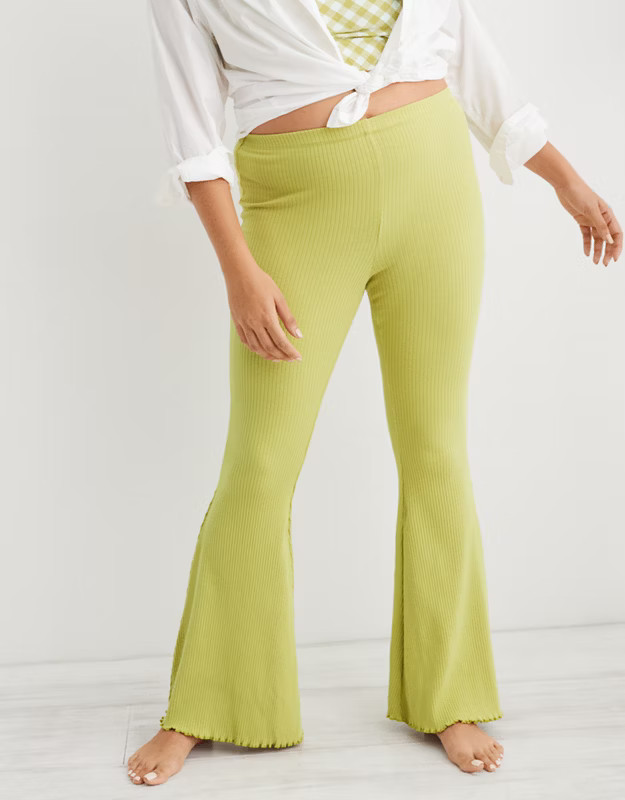 Aerie Kick-It Ribbed High Waisted Super Flare Pant | American Eagle Outfitters (US & CA)