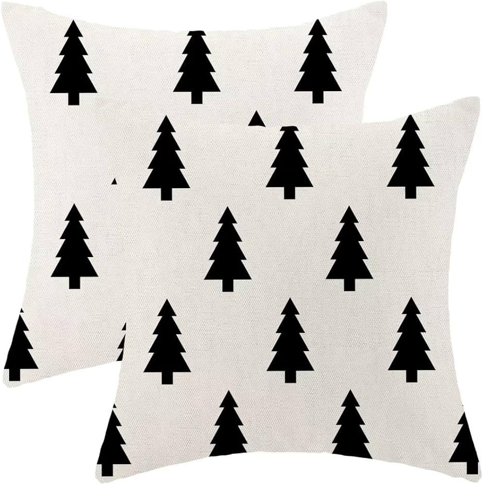 BETGINY Black and White Christmas Pillow Covers 18X18 Inch Pack of 2, Geometric Pattern Christmas... | Amazon (US)