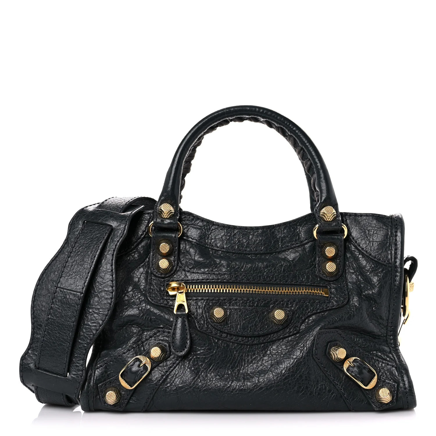 BALENCIAGA Agneau Giant 12 Gold Hardware Mini City Anthracite | FASHIONPHILE (US)