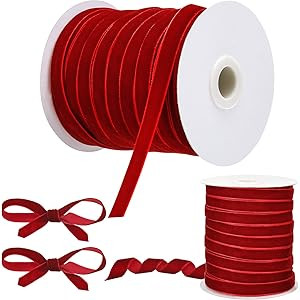 Vintage Velvet Ribbon Single Face Spool Satin Velvet Ribbon for Valentine's Day Wedding Christmas... | Amazon (US)