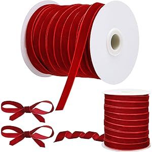 Vintage Velvet Ribbon Single Face Spool Satin Velvet Ribbon for Valentine's Day Wedding Christmas... | Amazon (US)