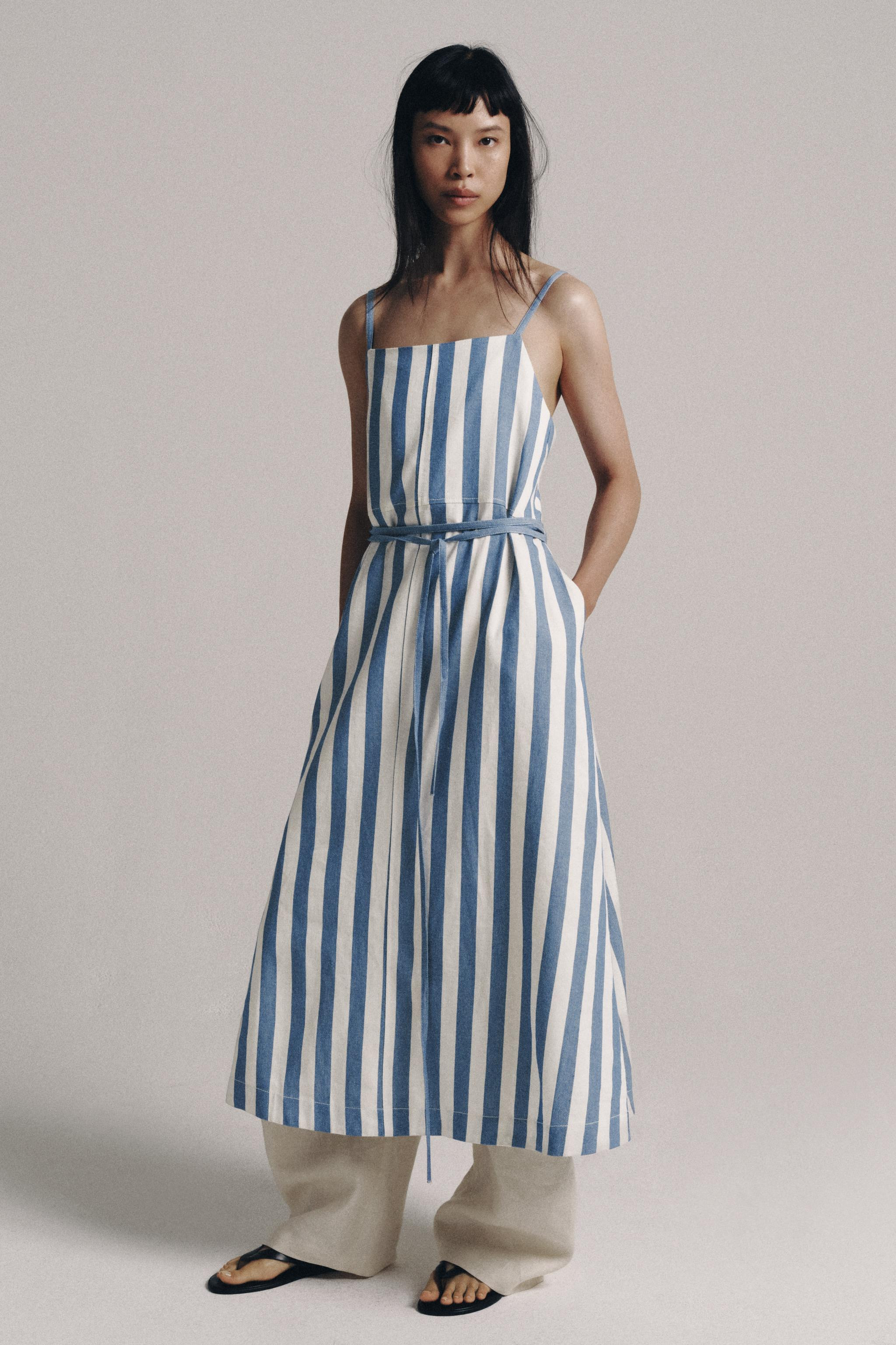 ZARA WOMAN COLLECTIONDress made from a cotton blend yarn. Featuring a straight neckline and spagh... | Zara UK