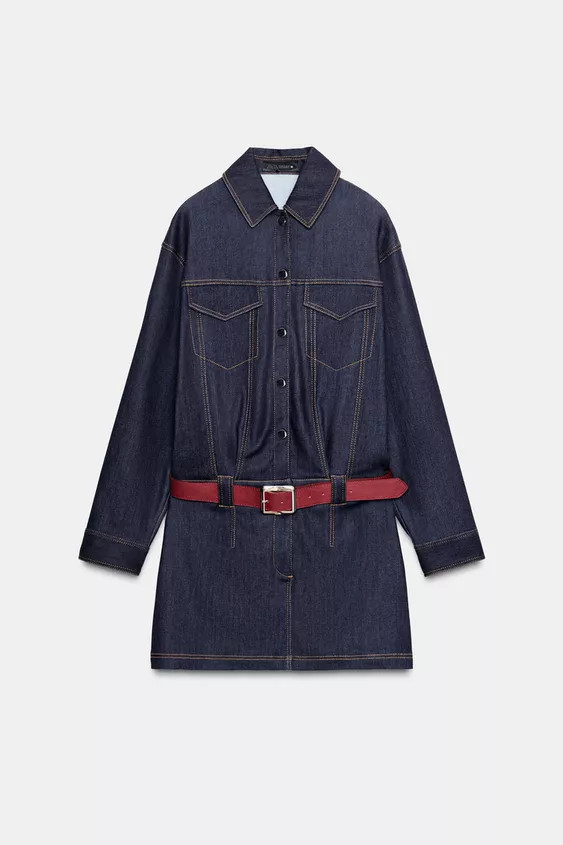 Z1975 SHORT DENIM BELTED DRESS | Zara US