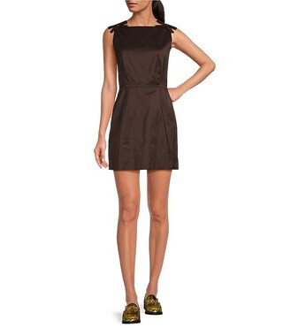 Gianni Bini x Lilly Sisto Blakely Taffeta Boat Neck Bow Detail Sleeveless Scoop Back Mini Dress |... | Dillard's