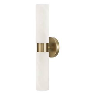 Capital Lighting Fixture Company Alyssa 5 in. 2-Light Aged Brass Cylindrical Linear Bath Bar Scon... | The Home Depot
