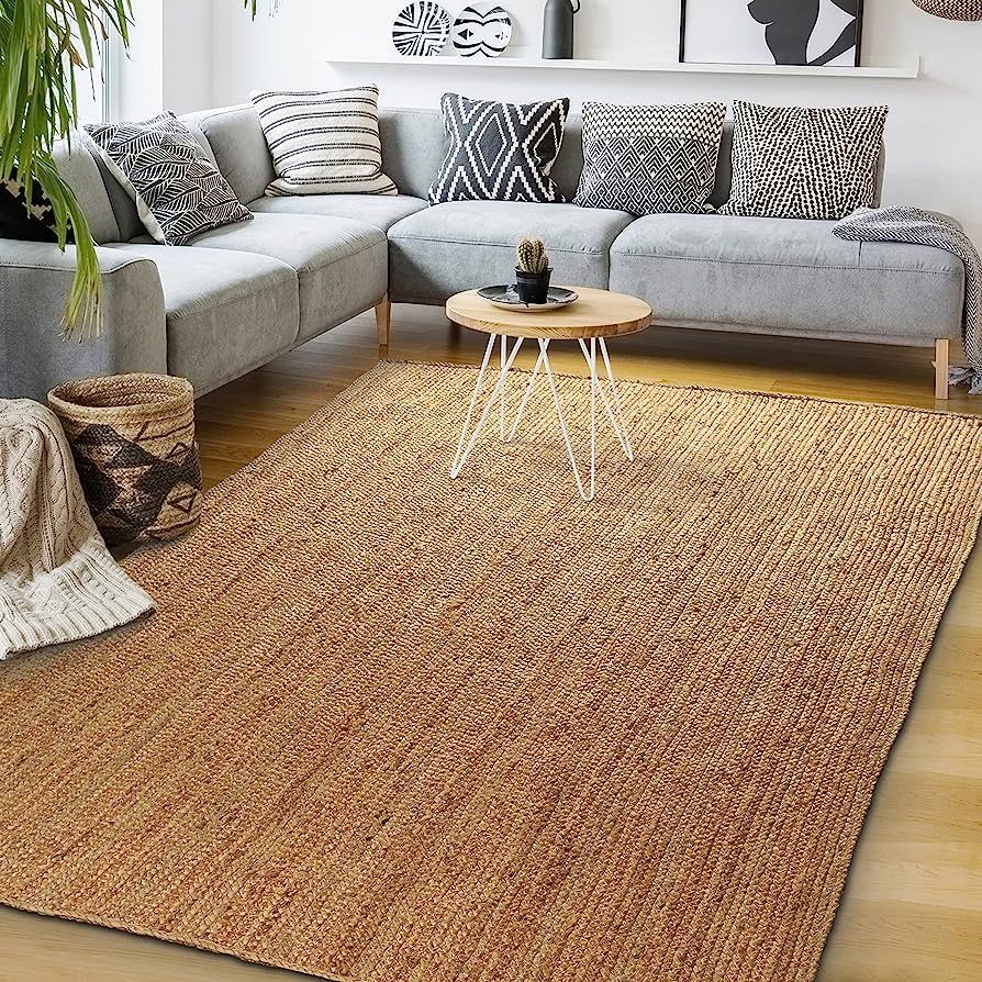 Signature Loom Handcrafted Farmhouse Jute Accent Rug (6 ft x 9 ft) - Soft & Comfortable Natural J... | Amazon (US)